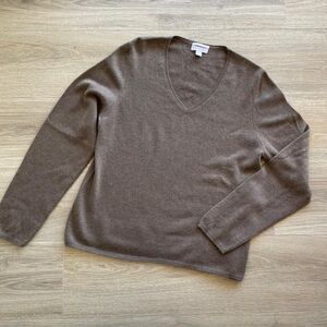 Charter Club Women's Large Brown Cashmere Sweater Minimalist Capsule Wardrobe